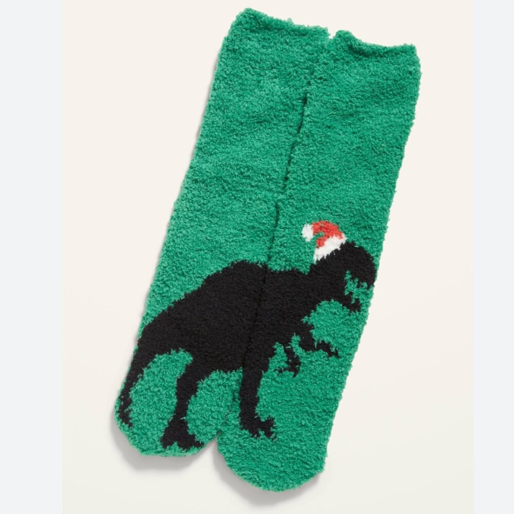 Old Navy Dinosaur Santa Cozy Socks NWT.